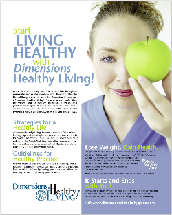 Print ad for Dimensions of Dental Hygiene's Healthy Living program